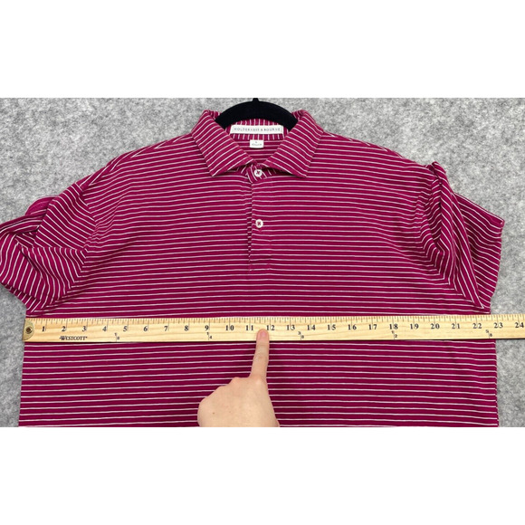 Holderness Bourne Mens Egan Polo Shirt Golf Performance Stripe Pima Red White L - Picture 8 of 13